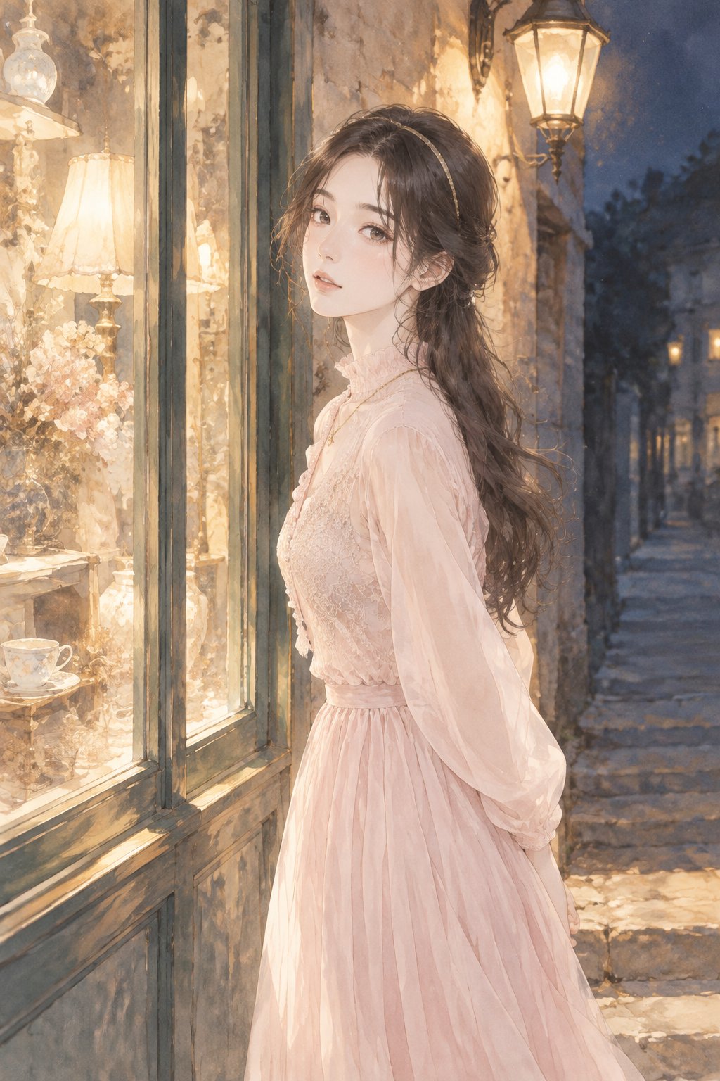 夯土街巷的灯笼夜