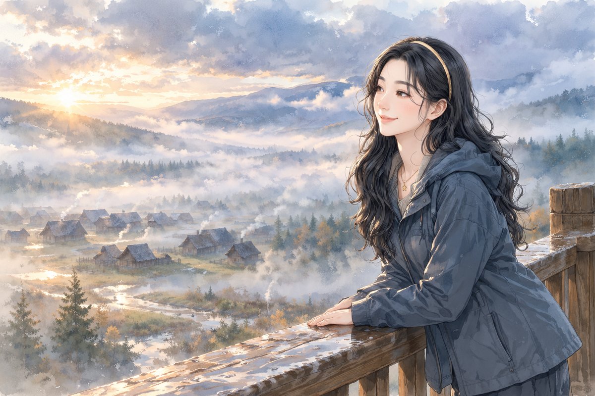 禾木的晨雾与炊烟