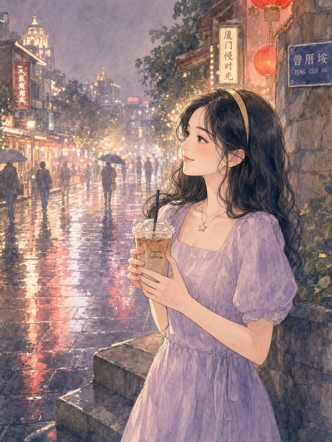 雨后的一杯冰拿铁