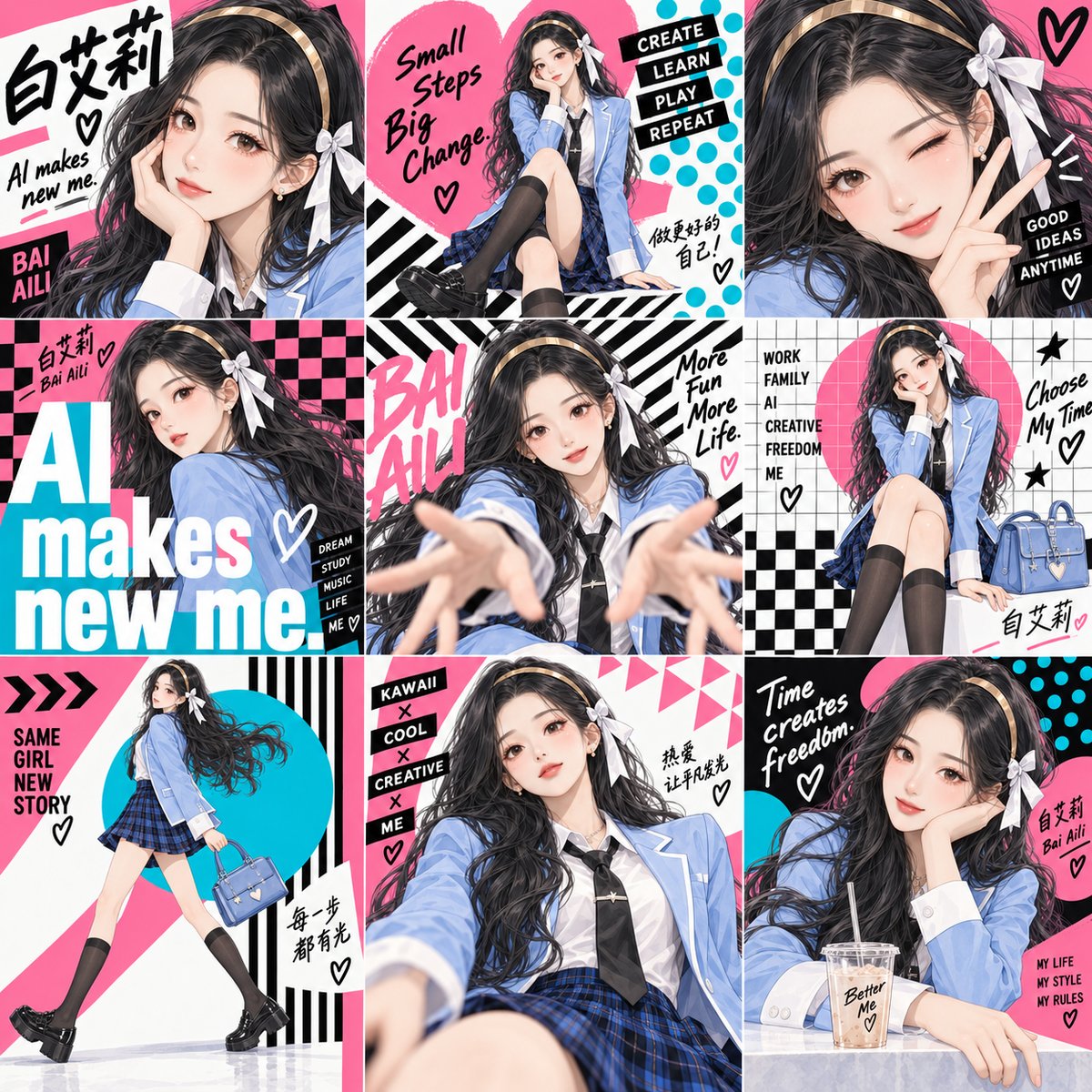 AI makes new me：白艾莉的九宫格新故事