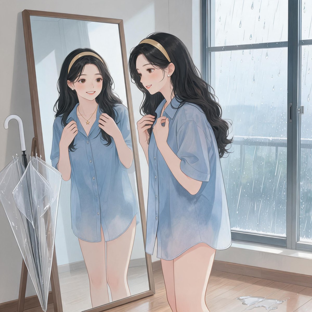 毛毛雨里的蓝灰色