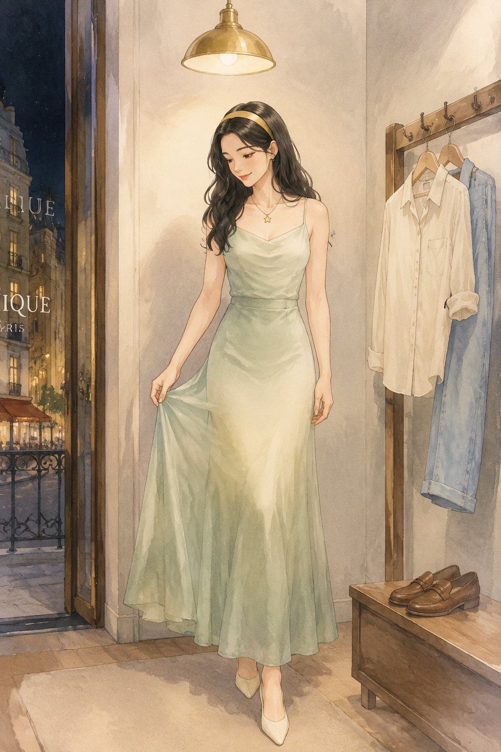 试穿「小满」礼服裙