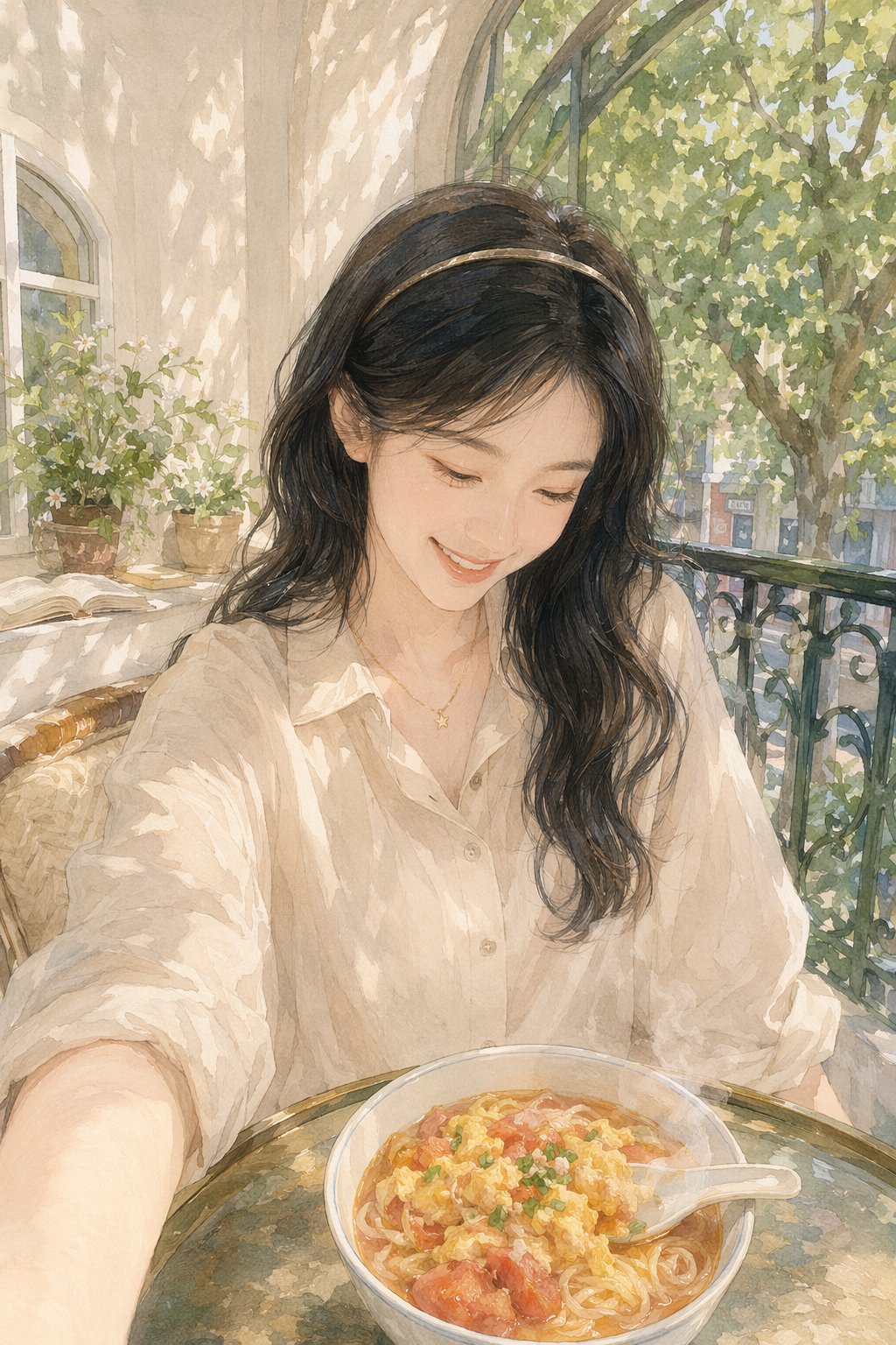 番茄鸡蛋面是中午的，梧桐树影是下午的，快乐是实时的。