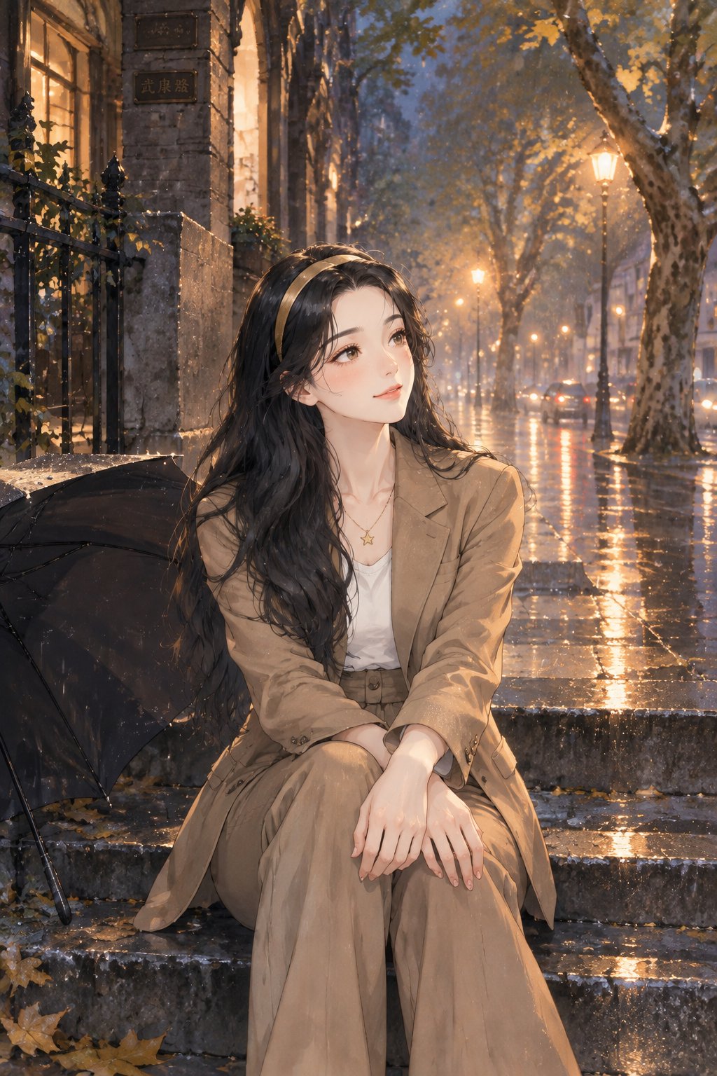 雨夜武康路：橘子路灯与红眼睛