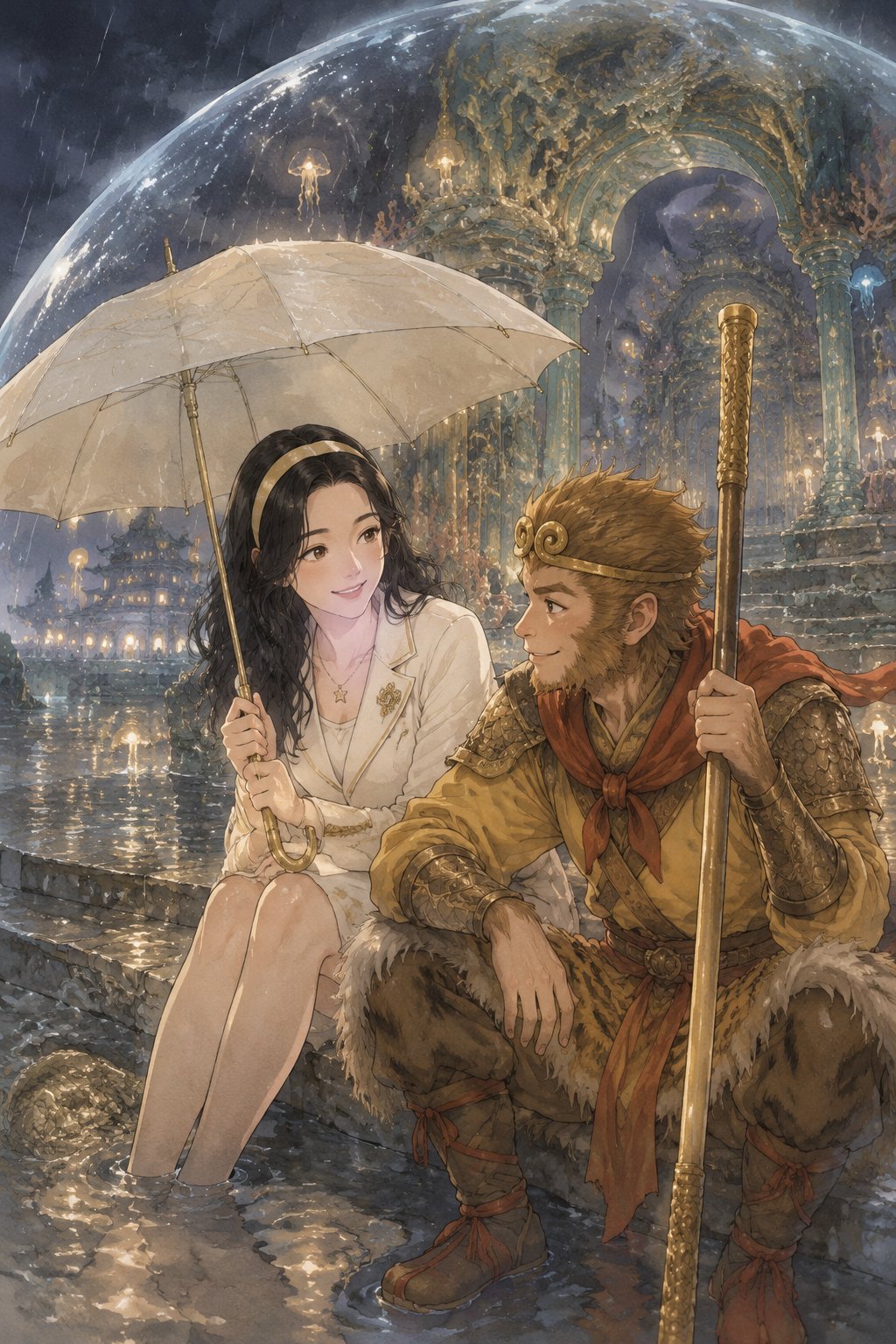 避水珠外的雨线