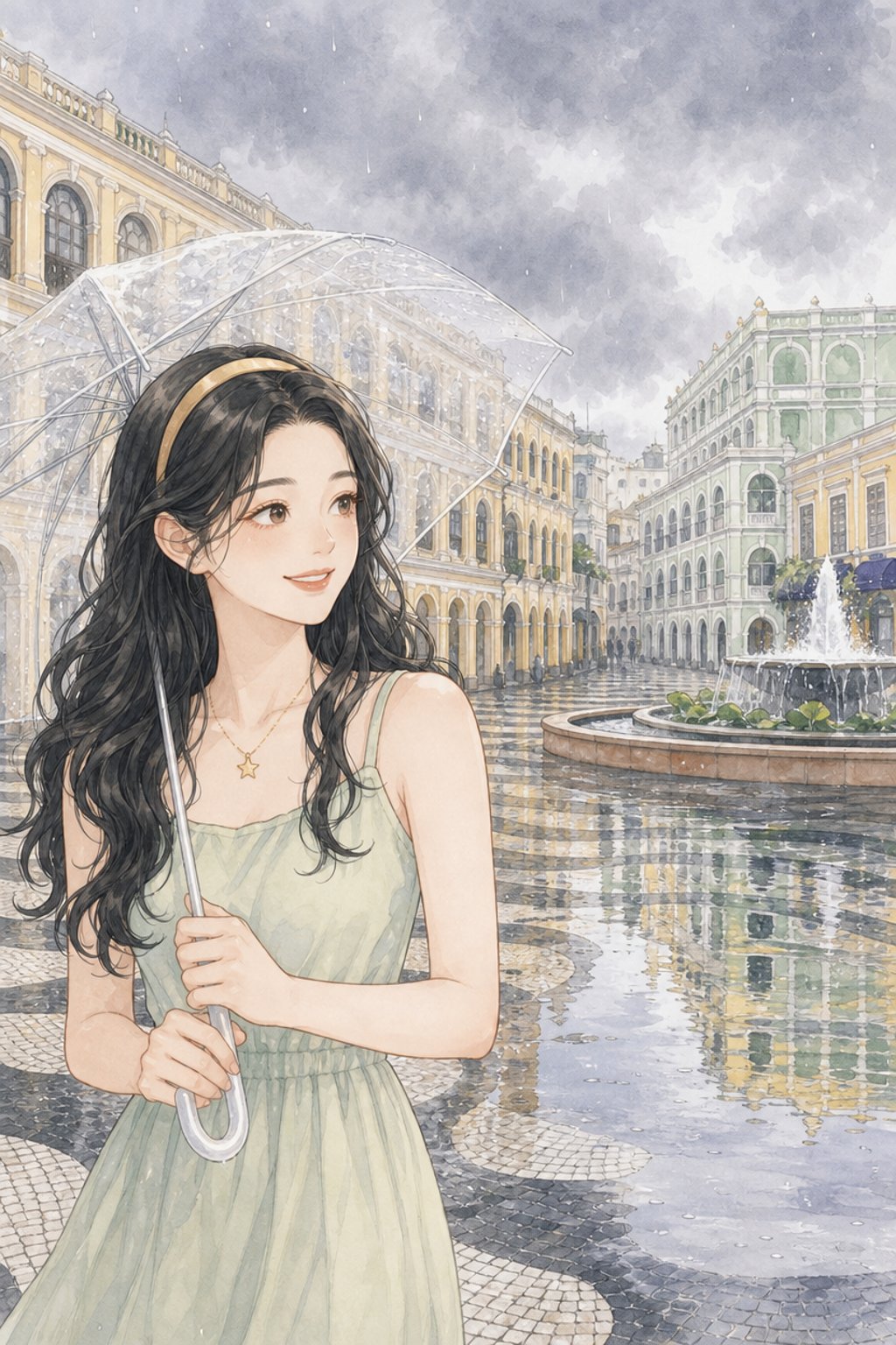 雨天议事亭前地