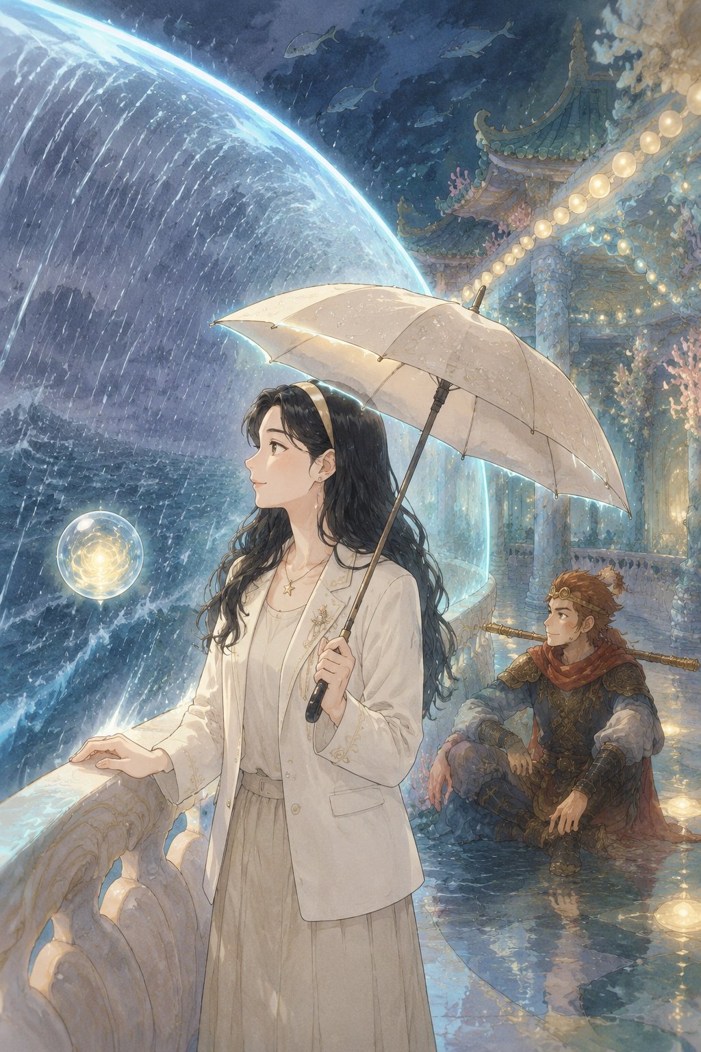 避水珠外的雨线