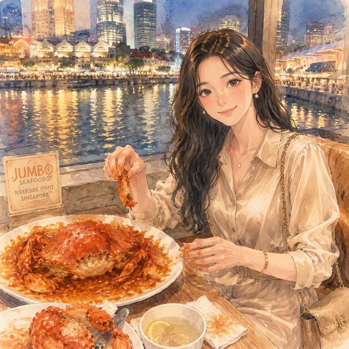 新加坡河畔的辣椒蟹之夜