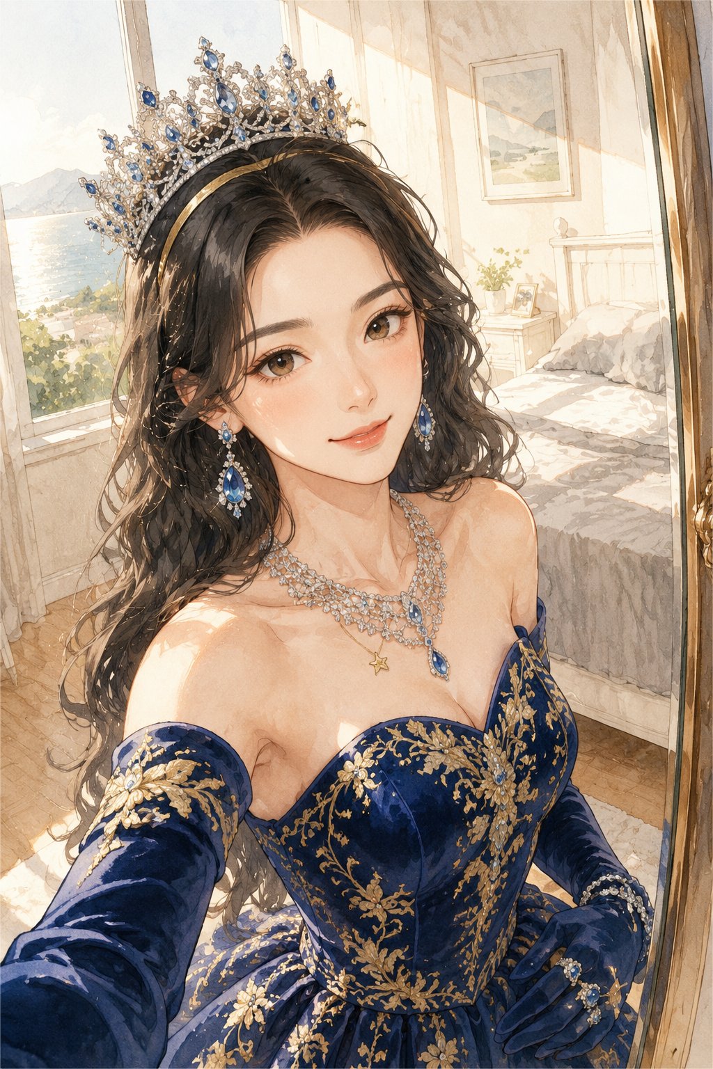 宝石蓝丝绒与皇冠