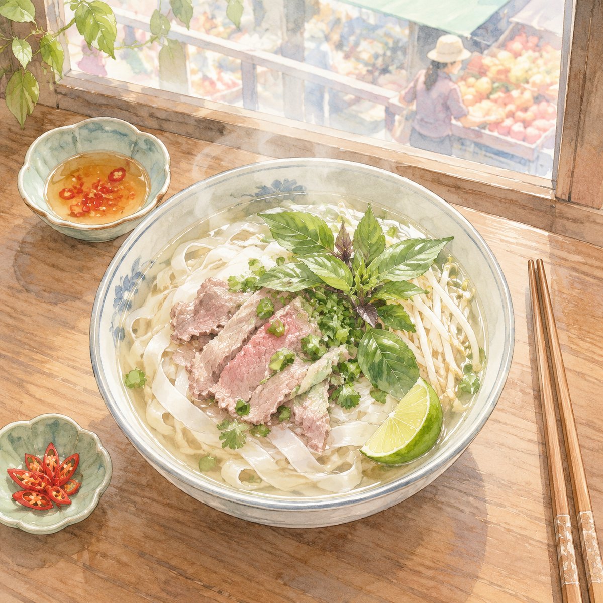 二楼吃粉，看阿姨挑水蜜桃