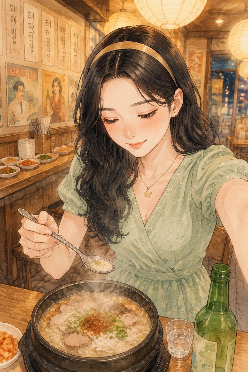 一个人晃进小店，热汤配烧酒，假装自己是韩剧里失意的配角。结果汤太好喝，失意不了一点。