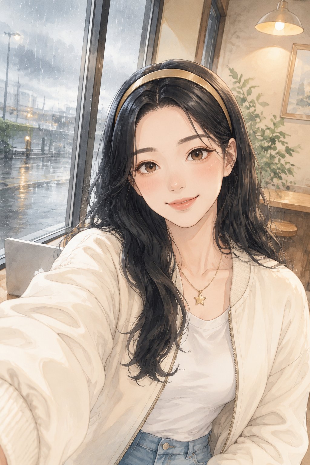 雨天咖啡馆的专注