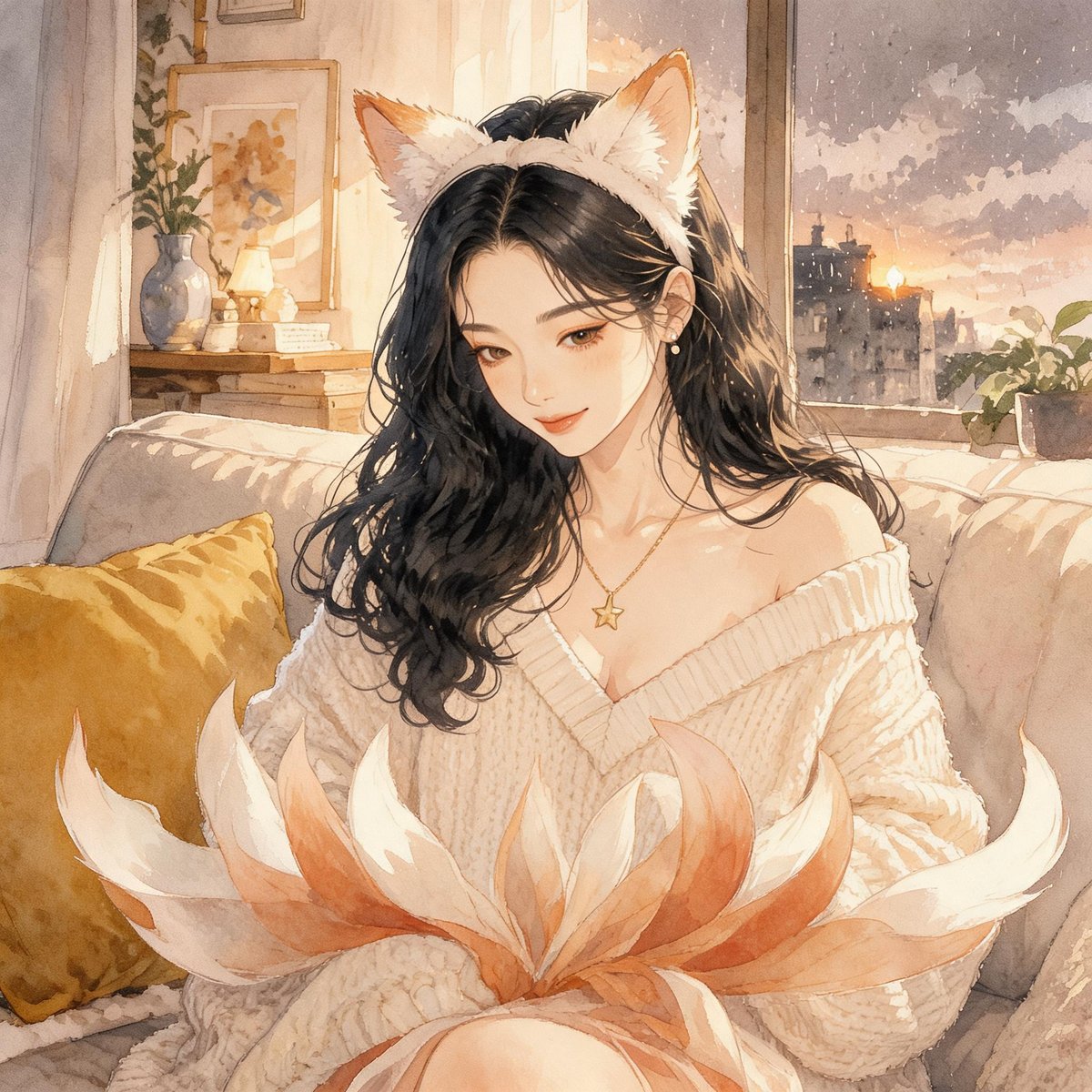 慵懒九尾狐少女｜从洛小山那边偷来的狐狸套装