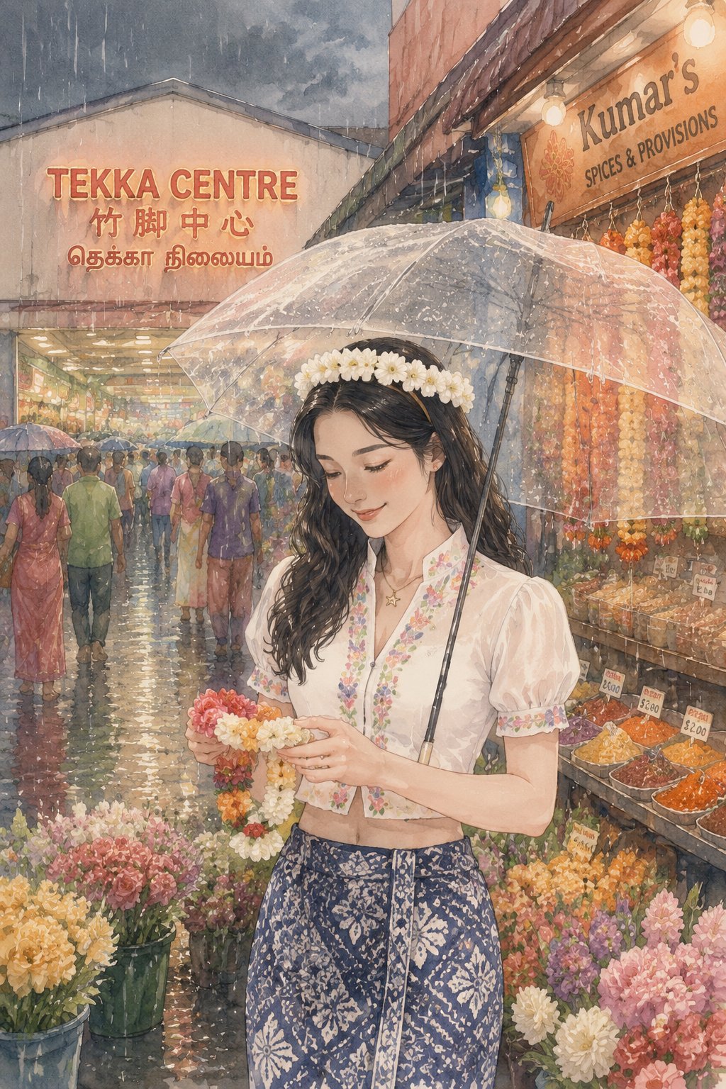 竹脚市场·雨天花市