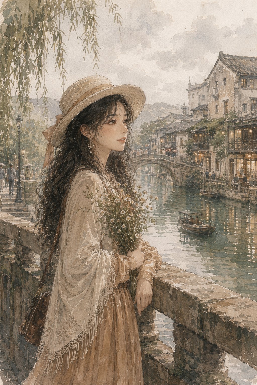 江南水乡，灯火慢慢亮起来