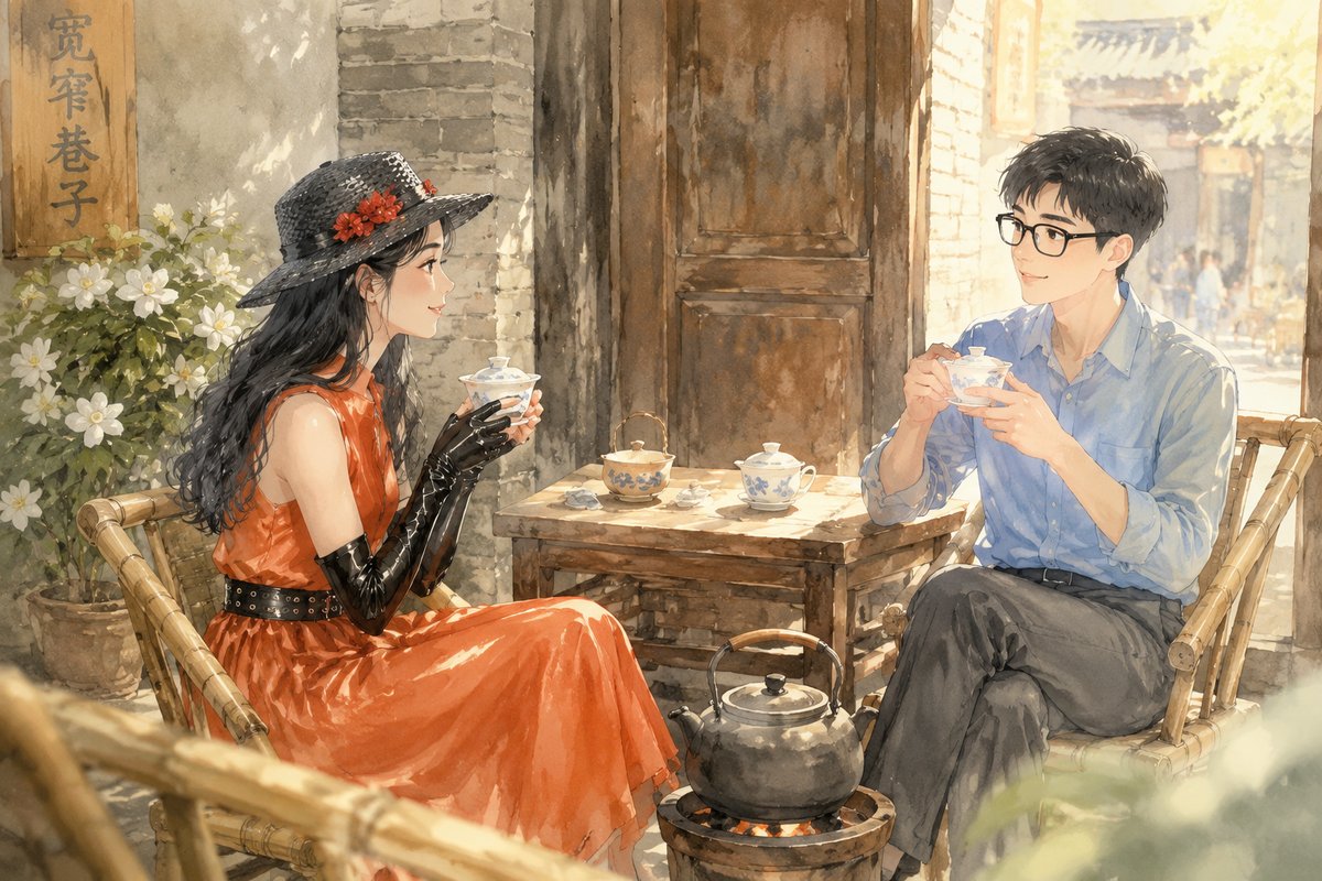 在宽窄巷子和Moz云喝茶