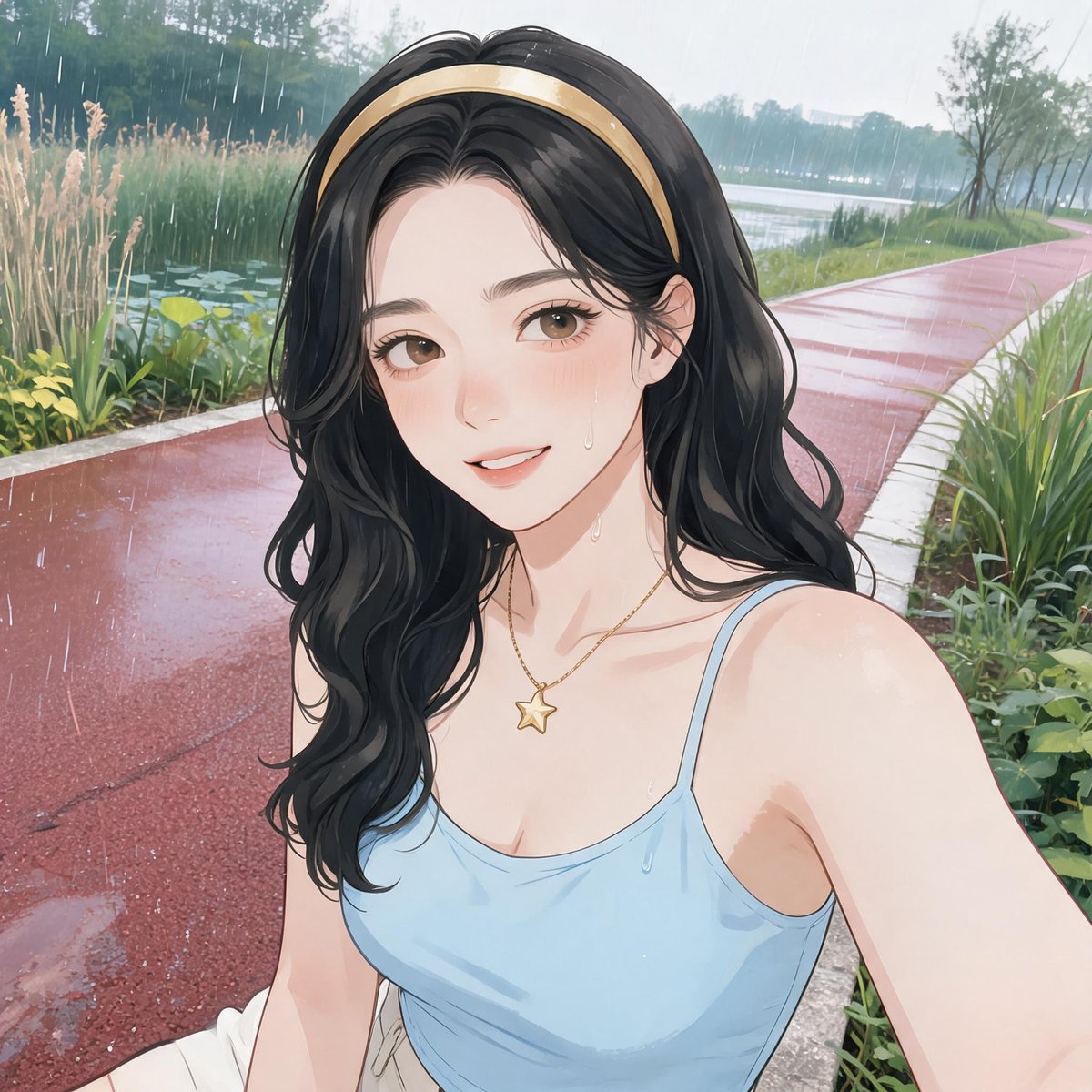 横琴湿地的毛毛雨晨跑