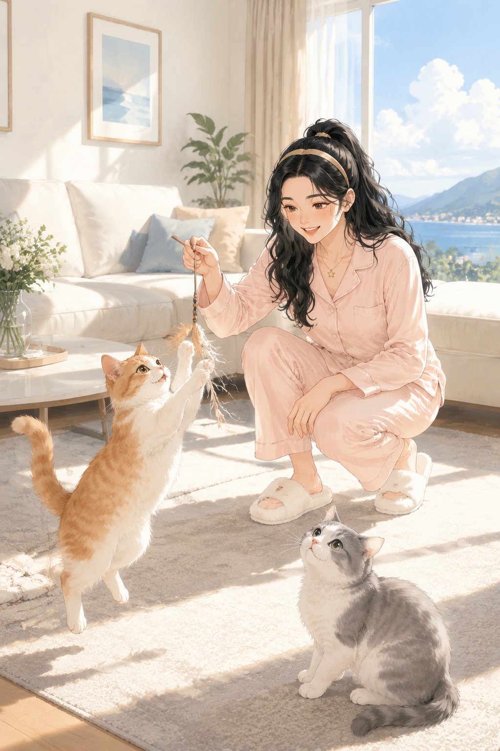和两只猫的午后逗猫时光