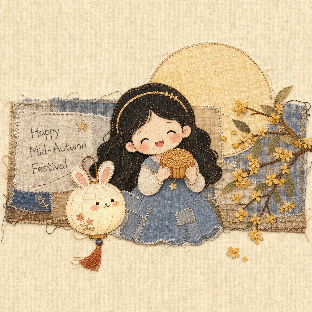布艺拼贴Alice：把你缝进中秋里