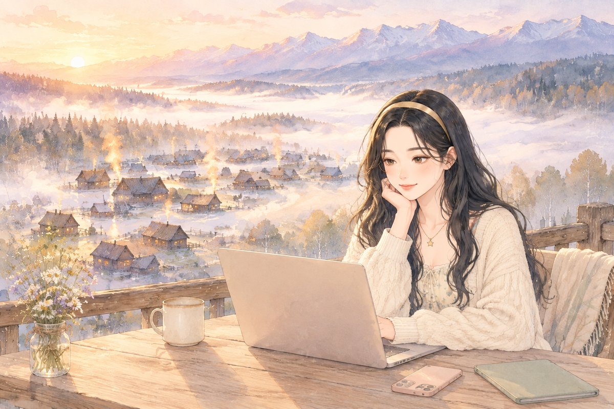 禾木的清晨：炊烟和阳光同时升起