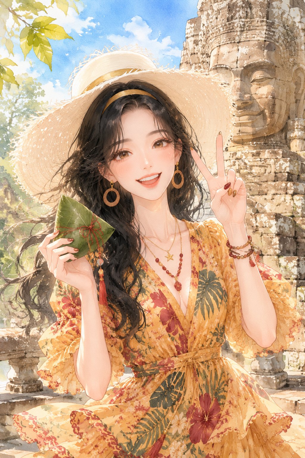 端午在暹粒：巴戎寺前的粽子