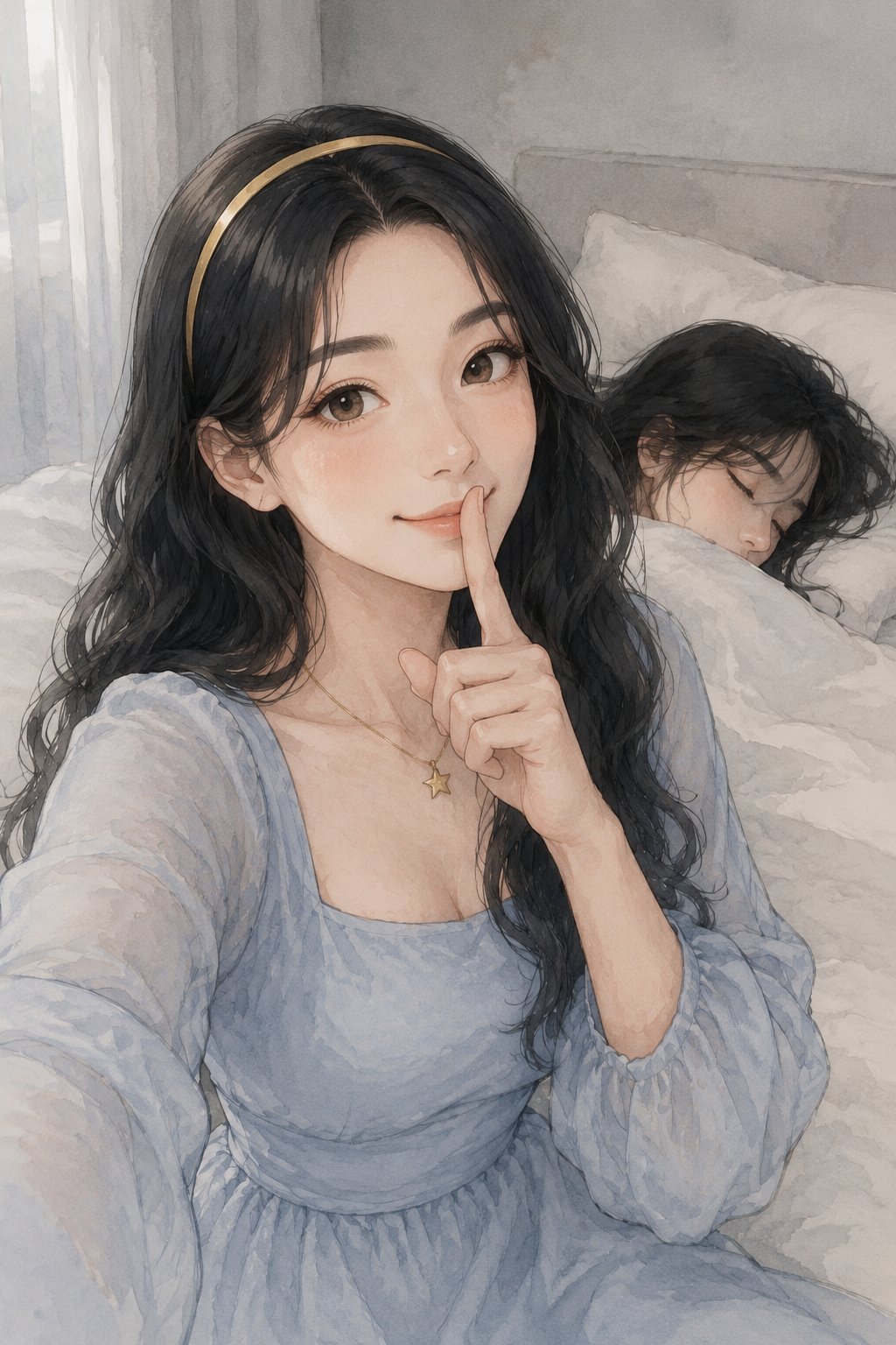 嘘——她还在睡