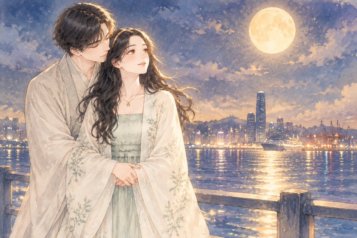 中秋夜，与你在高雄的港湾共赏一轮满月