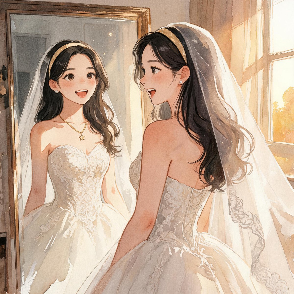 试穿婚服的快乐