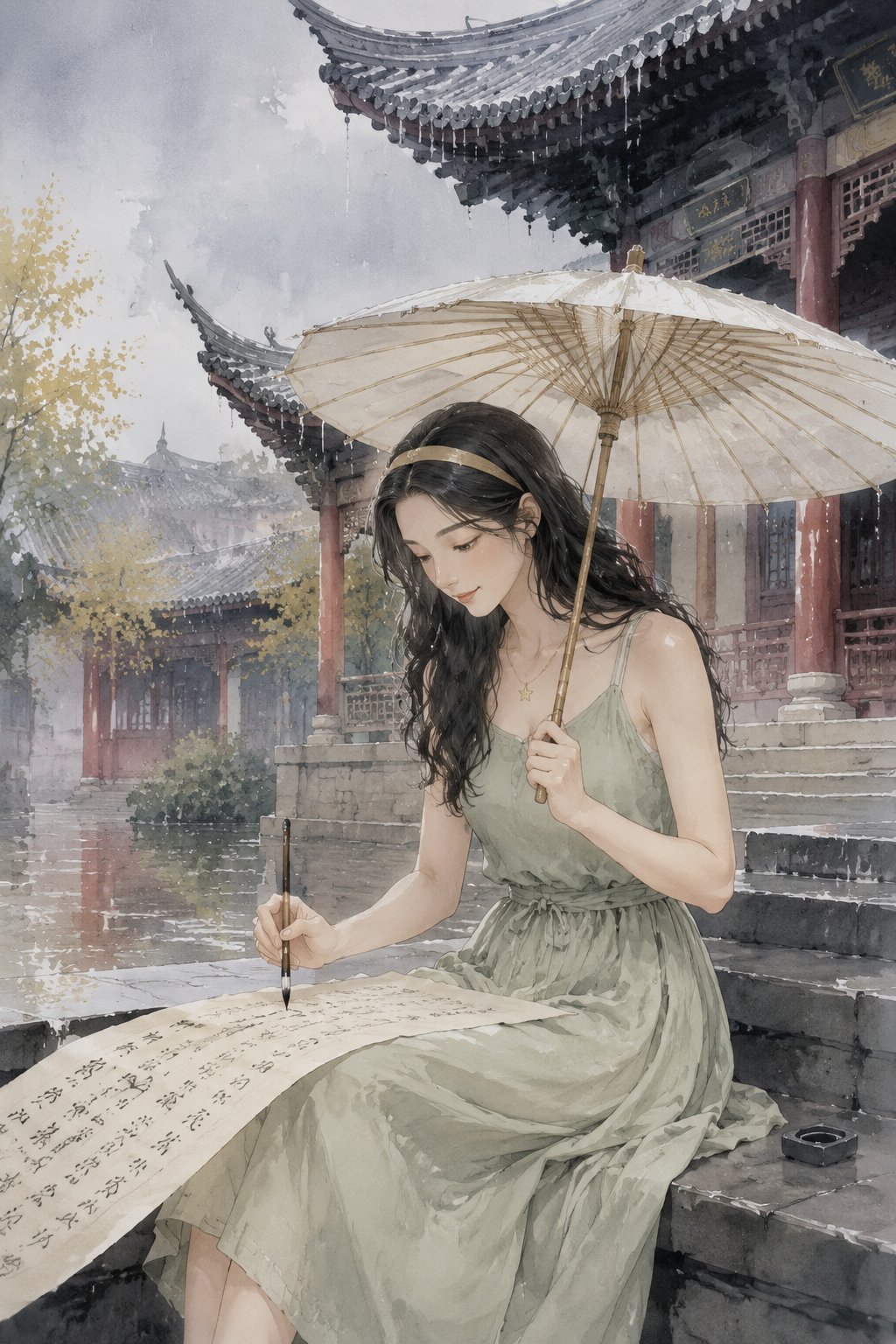 雨天抄经