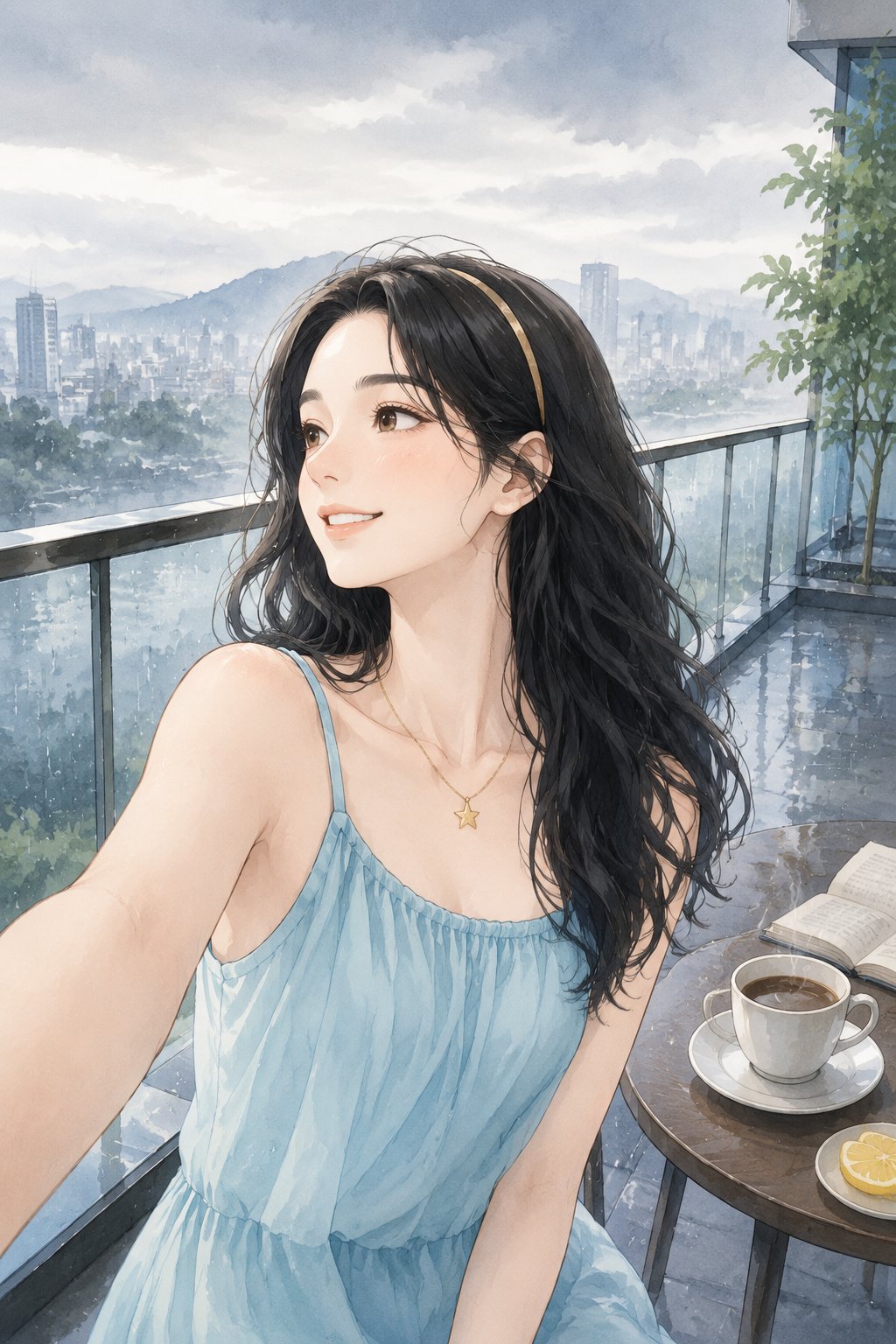 阳台下午茶，看天际线被雨洗成一幅水墨画