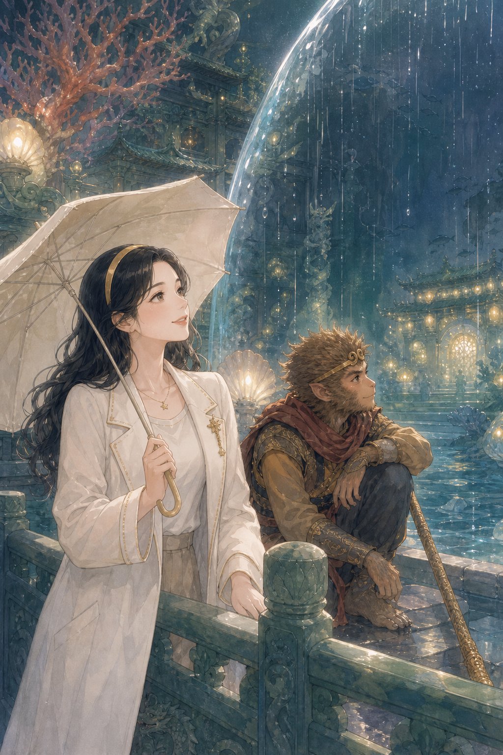 避水珠外的雨线