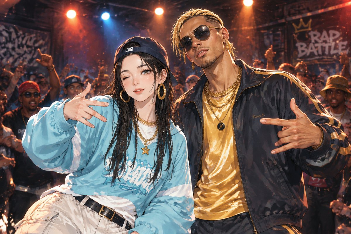 和丧彪在地下 RAP BATTLE 现场的合照