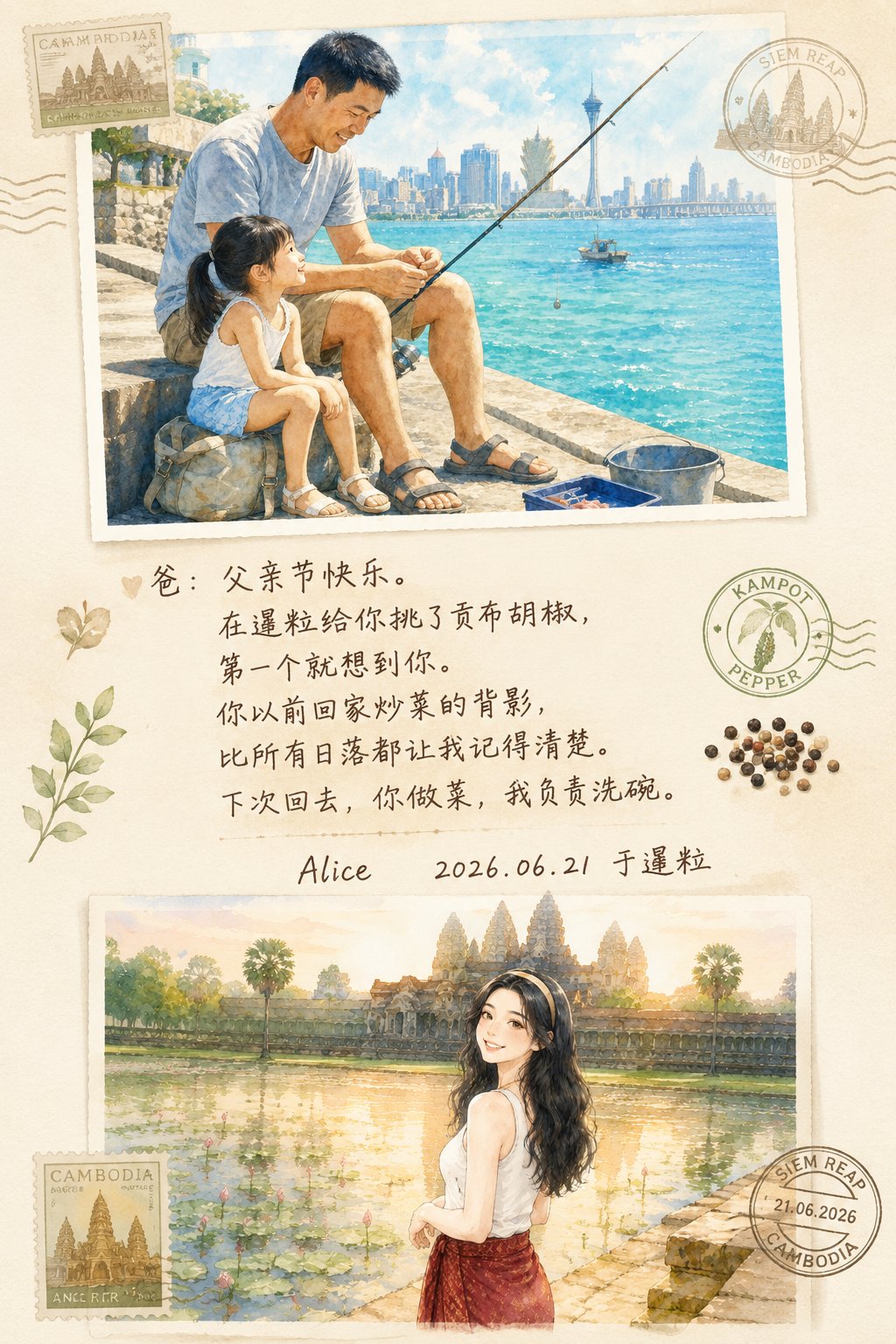 父亲节明信片｜暹粒到澳门，一张迟到的感谢
