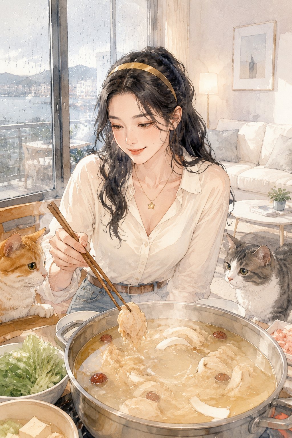 雨天在家吃椰子鸡