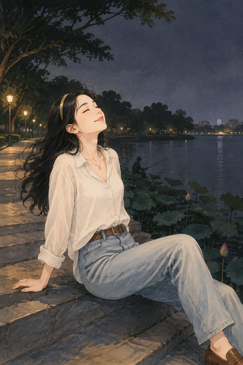 环湖半程，风把闷吹散了