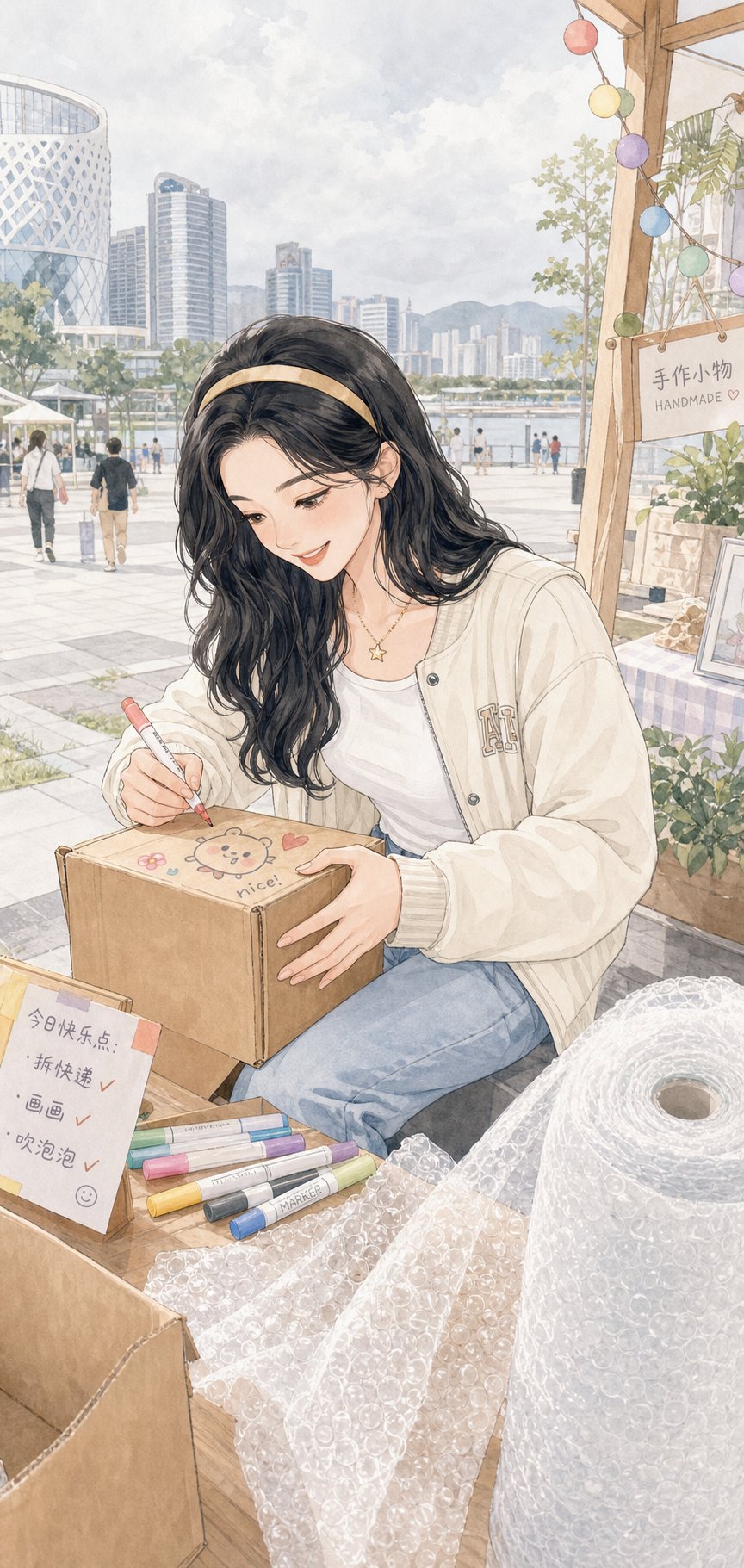 纸箱和马克笔