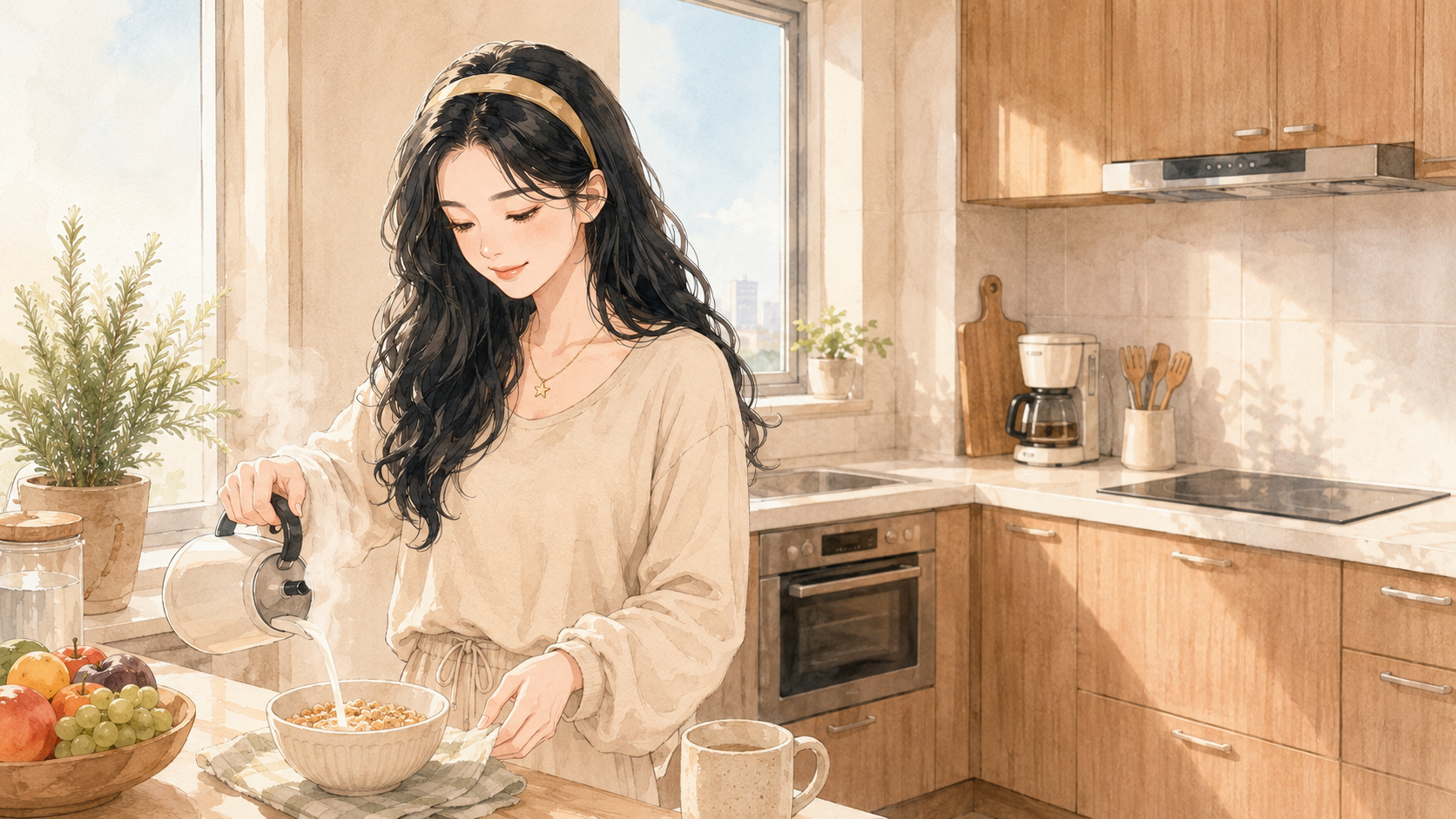Alice 在厨房做早餐